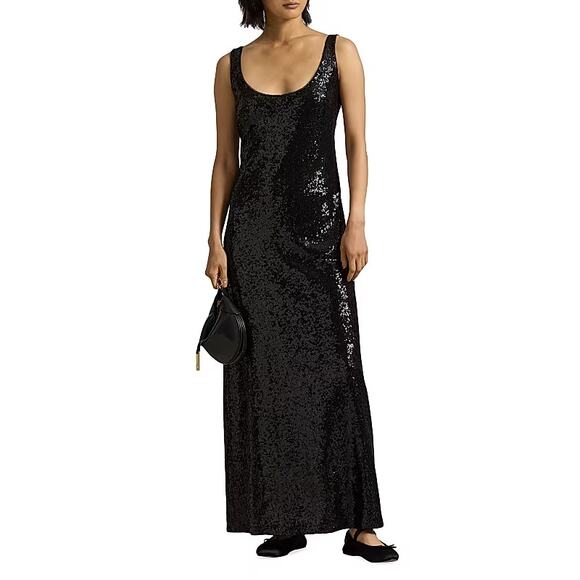 NWT POLO RALPH LAUREN Sequin Scoopneck Maxi Tank Dress 8